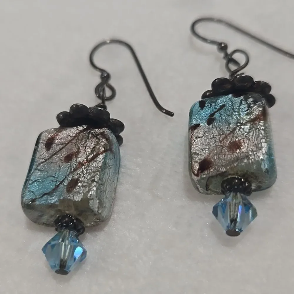 Sterling Silver and Dichoric Glass Earrings